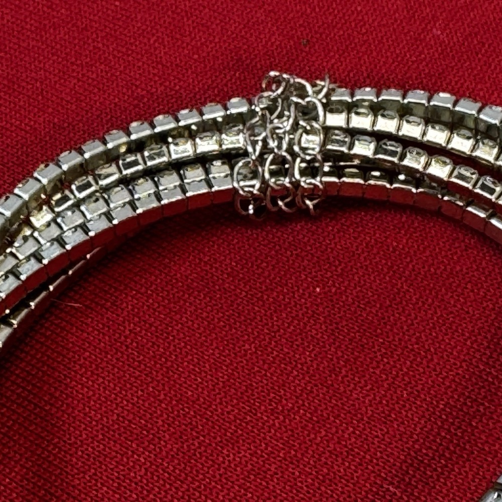 Six Layer Gold Tone Faux‎ Diamond Elastic Bracelet